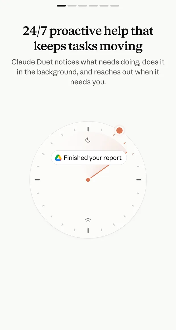 צילום מסך מההיכרות: הכרטיס הראשון 24/7 proactive help that keeps tasks moving