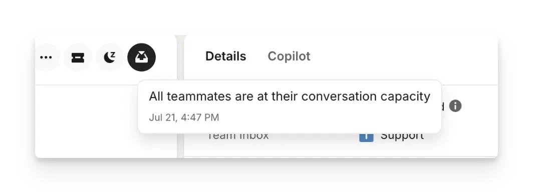 שיחה ללא אחראי ב־Intercom לאחר שכל חברי הצוות הגיעו למגבלת הקיבולת